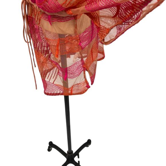 Jen's Pirate Booty Cover-Up Top Sheer Embroidered Pink Orange Size XS/Small - Picture 7 of 11